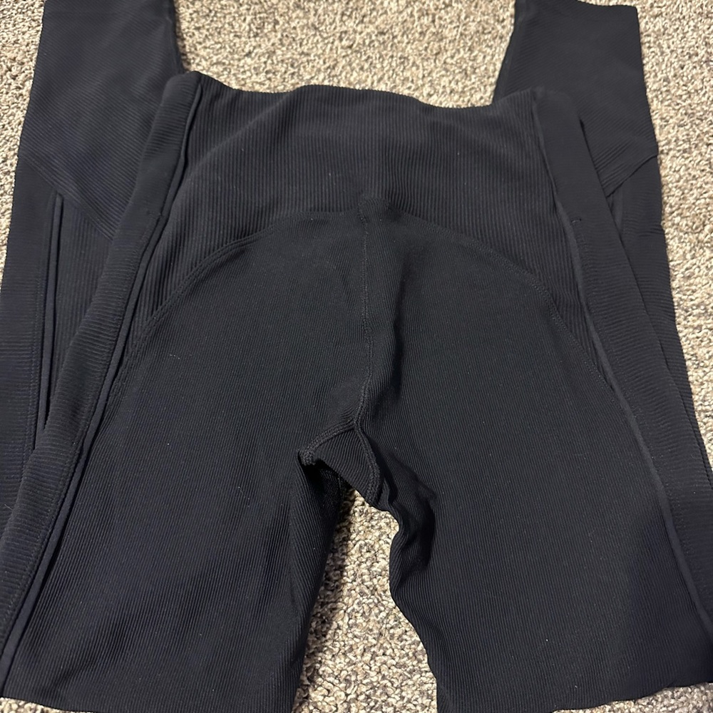 Black Ribbed Premium Leggings 24”